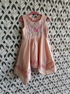 Catherine Malandrino Light Pink Embroidered Handkerchief Hem Dress, 3T